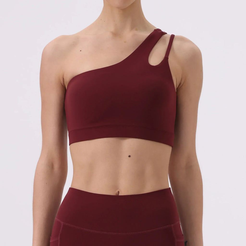 Asymmetrical Shoulder Sports Bra for Yoga and Running