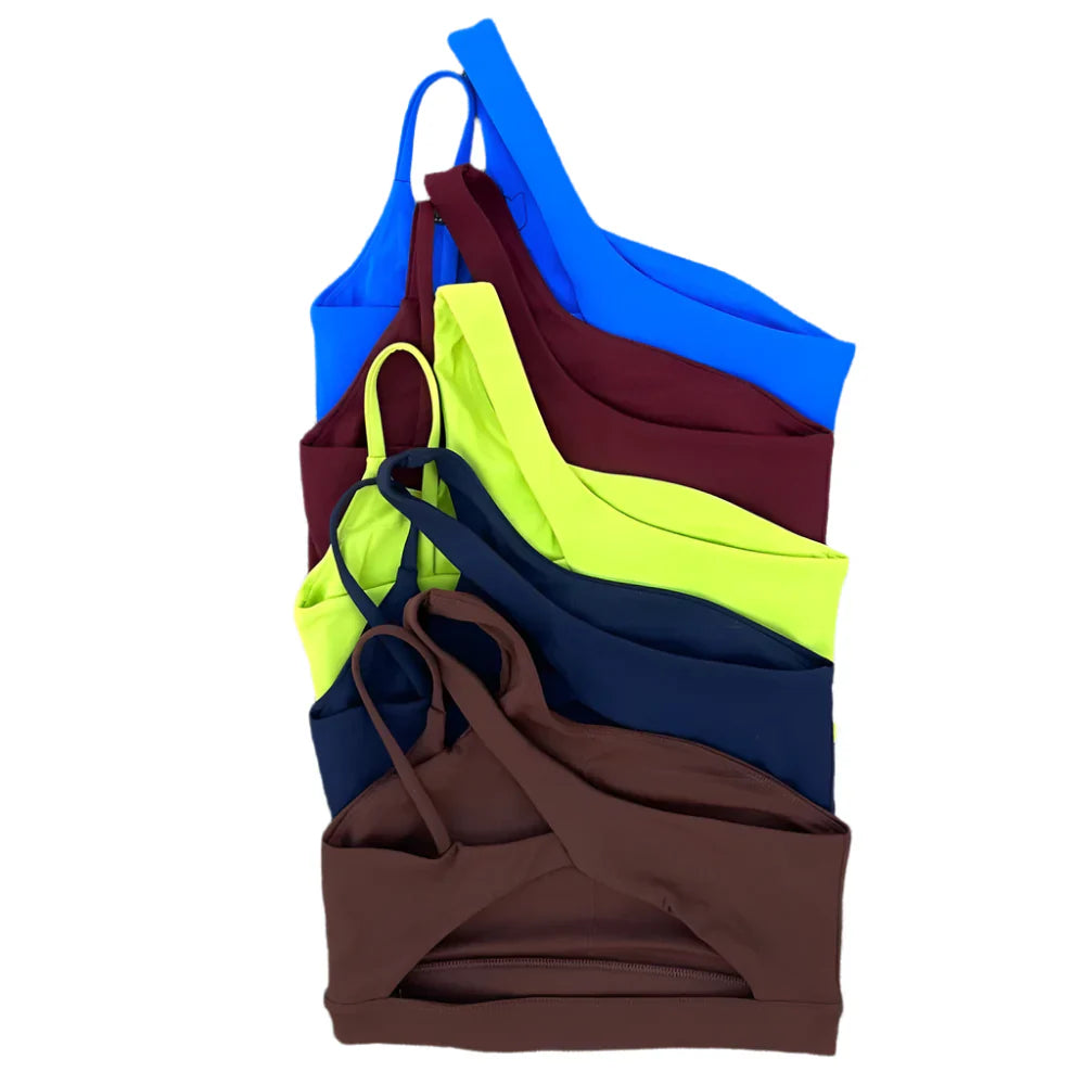 Asymmetrical Shoulder Sports Bra for Yoga and Running